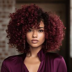 Woman with Dark Cherry Coils haircut Fall Hair Color Trends, Copper Red, Fall Hair Color