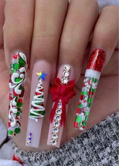 Nail Noel, Long Acrylic Nail Designs, Holiday Nail Designs, Winter Nails Acrylic, Fall Acrylic Nails, Acrylic Nails Coffin Pink