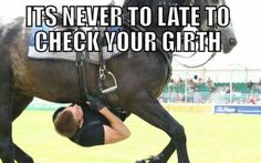 a man that is standing next to a horse with the caption it's never to late to check your grit