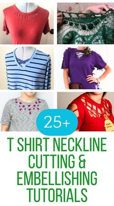 the cover of 25 t - shirt neckline cutting and embellishing patterns