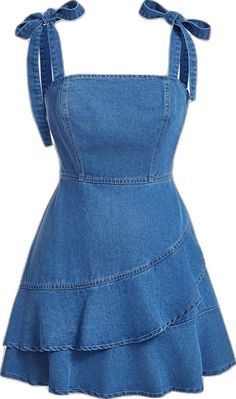 Sleeveless Blue Denim Dress With Ruffles, Cheap Mini-length Denim Dress, Medium Wash Denim Mini Dress With Ruffles, Knee-length Denim Dress With Ruffles, Blue Knee-length Denim Dress With Ruffles, Casual Denim Dress, Denim Dresses, Womens Denim Dress, Casual Denim