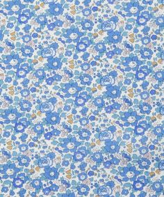 a blue and white flowered background with lots of small flowers on the bottom half of it