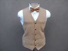 Groomsmen Vest, Groom Vest, Wedding Vest, Herringbone Vest, Formal Vest, Mens Waistcoat, Mens Suit Vest, How To Make Brown, Brown Vest