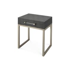 an end table with a drawer on the top and one drawer open to show something