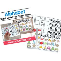 the alphabet game is shown with pictures and words