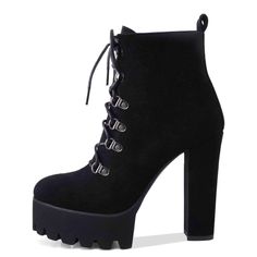 This Platform Ankle Boot Is So Cute! It Has A Block Chunky High Heel Design. 90’s Retro Platform Vibe. It Laces Up. The Heel Is 4.7 Inches And The Platform Is 1.5inches. They Run A Little Small About A Half Size.These Are A 10 So They Would Be Good If You Normally Wear A 9 Or 9.5. Brand New, No Flaws And Never Worn. Black Ankle-high Platform Boots With Thick Bottom, Black Ankle-high Lace-up Boots With Chunky Platform, Black Ankle-high Platform Boots With Padded Heel, Black Ankle-high Platform Boots With Sculpted Heel, Black Ankle Platform Boots With 4-inch Heel, Designer High Heels, Chunky High Heels, Platform Ankle Boots, High Heel Boots