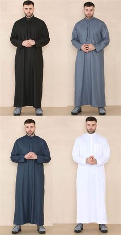 Special Sale Free Shipping Top Quality Mens Thobe Jubba Nehru Stand Collar Islamic Clothing Muslim Kaftan Eid Robe The Thobe-Islamic Menswear at its best, our distinguished and comfortable thobe designs ensure an effortless, simple style that will never go out of fashion. The thobes are often worn as the most comfortable traditional attire made from breathable fabrics, having long sleeves, and reaching to the ankles. In regions with a warm climate, it is worn as a lightweight, loose-fitting garm Muslim Men Clothing, Arabic Kaftan, Muslim Men, Islamic Dress, Religious Ceremony, Muslim Outfits, Islamic Clothing, Traditional Attire, Dress Suits