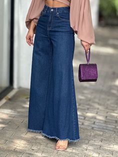 Urban Plain Loose Long Wide leg Jeans | stylewe Celana Fashion, All Jeans, Denim Patterns, Denim Chic, Lined Jeans, Long Jeans, Loose Jeans, Denim Trends, Fashion Elegant