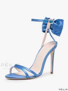 Blue Sandals With Heel Strap For Party, Blue High Heel Sandals With Heel Strap, Light Blue Ankle Strap Sandals For Evening, Formal Light Blue Open Toe Sandals, Blue Sandals With Heel And Single Toe Strap, Elegant Blue Pointed Toe Sandals, Blue Heels With Single Toe Strap, Elegant Blue Sandals With Single Toe Strap, Blue Closed Toe Sandals With Heel Strap