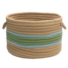 multi - colored rope basket on white background