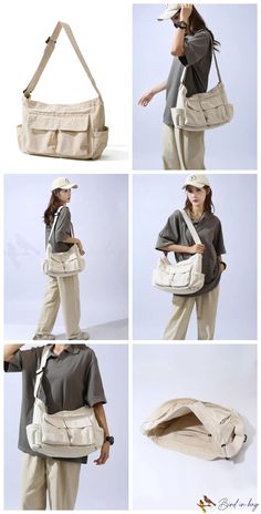 BirdinBag – Timeless Womens Crossbody Bag – The Ultimate Fashion Accessory – Bird in Bag Casual Satchel Bag For Daily Life, Versatile Satchel Bag For Daily Life, Versatile Everyday Satchel Bag, Beige Bags With Pockets For Daily Use, Casual Crossbody Bag For Daily Use, Casual White Shoulder Bag With Multiple Pockets, White Bag With Multiple Pockets For Daily Use, White Bags With Multiple Pockets For Daily Use, Everyday Crossbody Canvas Bag With Multiple Pockets