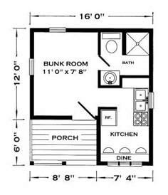 a floor plan for a small house with two bedroom and an attached bathroom, including the living