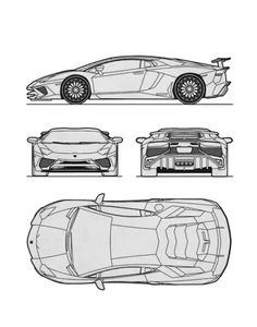 three different views of a sports car