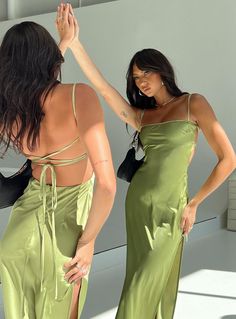 Princess Polly Square Neck  Leyana Maxi Dress Green