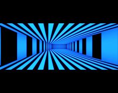 an abstract tunnel with blue and black stripes