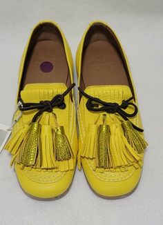 ESSE UT ESSE Women's Tassel Loafer Yllow Gold Shoes Size EU 36 US 6 Italy. Condition is New with box. Shipped with USPS Priority Mail. Pattern: Solid Toe Shape: Round Toe Closure: Slip On Occasion: Casual US Shoe Size: US 6 EU Shoe Size: 36 Color: Yellow Gold Lining Material: Leather Accents: Tasseled Vintage: No Brand: ESSE UT ESSE Department: Women Type: Flat Customized: No Theme: Metal Style: Loafer Shoe Width: Medium (M) Country/Region of Manufacture: Italy Upper Material: Leather Loafer Shoe, Rose Shoes, Fancy Shoes, Gold Shoes, Tassel Loafers, Leather Accents, Shoes Leather, Handbag Shoes, Leather Tassel