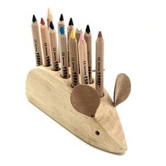 Mouse Wooden Pencil Holder - Bella Luna Toys Wooden Pencil Holder, Tn 3, Kids Chalkboard, Drawing Instruments, Wooden Play Kitchen, Kids Play Kitchen, Drawing Writing