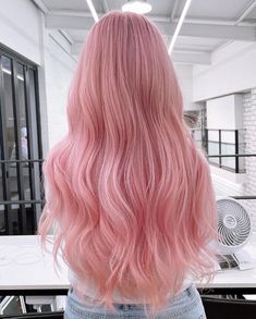 Strawberry Blonde Pink Hair, Half Pink Half Blonde Hair, Baby Pink Hair Color, Pink Hair Long, Light Green Hair, Blush Pink Hair, Baby Pink Hair, Long Pink Hair