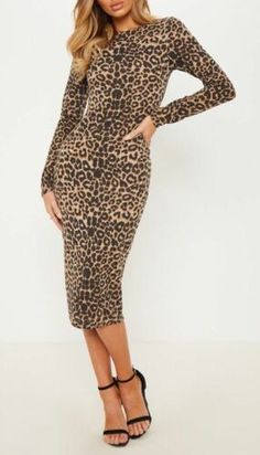 Top Seller for Ladies Leopard Print Long Sleeve Stretch Bodycon Women Midi Dress PLUS SIZE 8-26, Women's Dresses Dress Leopard Print, Brown Midi Dress, Dresses By Pattern, Dress Leopard, Midi Dress Plus Size, Leopard Print Shirt, Cheetah Print Dress, Leopard Dress, Printed Shirt Dress