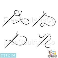 four different types of knitting needles with the letters s and p in each one,