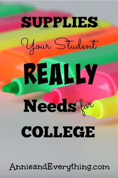 colorful crayons with the words supplies your student really needs for college