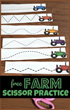 the farm scissors practice for kids to make their own tractors