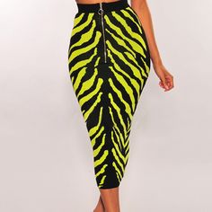 Ocstrade New Arrival Fashion Long Bandage Skirt Women Lime Zebra Print Bodycon Bandage Skirt Midi Club Party Skirt Zebra Print Skirt, Backless Tank Top, Backless Halter Top, Elegant Mini Dress, Bodycon Midi Skirt, Lace Summer Dresses, Tie Dye Fashion, Cheap Skirts, Mid Skirt