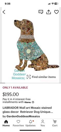 a dog is sitting on top of a mosaic tile wallpaper with the words, $ 15