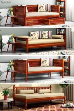 four different types of couches and tables in various stages of being used as furniture