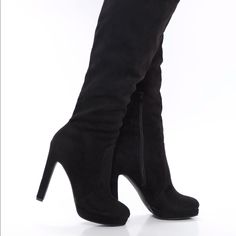 Brand New! Black Knee High Boots 4.5 Inch Stiletto Side Zipper Fashion Nova Shoes, Black Knee High Boots, Size 11 Heels, Girly Shoes, Black Knees, Shoes Brand, Halloween Outfits, Shoes Heels Boots, Shoe Brands