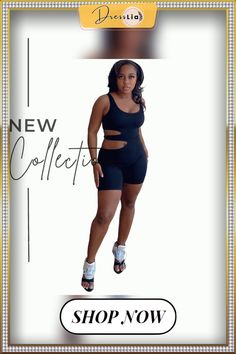 Knitted Sleeveless Cut Out Elastic Fitness Rompers Casual Spring Tank Top With Cutout, Casual Stretch Tank Top With Cutout, Sleeveless Cutout Tank Top For Summer, Sleeveless Summer Tank Top With Cutout, Casual Hollow Out Sleeveless Tank Top, Jumpsuits And Romper, Jumpsuit Fashion, 1 Million, Cut Out