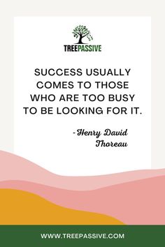 a quote from henry david thomas about success and being successful in the business world, with an image of a tree on it