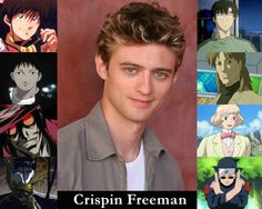 a collage of anime characters with the caption crispin freeman in front of them