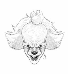 a drawing of a clown's face