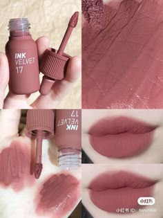 Velvet Lipstick Korean, Peripera Ink Velvet 17, Ink Velvet Peripera, Korean Lipstick Shades, Cute Lip Tint, Cool Tone Lip, Peripera Lipstick, Peripera Lip Tint, Ink Velvet Tint