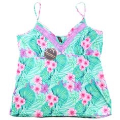 This Is A Brand New With Tags Nouveau By Pajama Drama Women's Tropical Print Lace Trimmed Camisole. This Adorable Camisole Features A Vibrant Teal / Green / Pink / Purple Tropical Pattern Including Palms And Hibiscus, As Well As Purple Lace Detail, Adjustable Spaghetti Straps, And Is Made From Super Soft Draping Fabric. Us Women's Size Xxl Bust: 22.5" Length: 24" (Excluding Straps) 95% Polyester 5% Spandex All Orders Are Packaged With And Are Shipped Out Asap! Questions? Leave Us A Comment! We A Purple Tropical, Long Johns Pajamas, Fashion Nova Curve, Draping Fabric, Flannel Pajama Pants, Floral Pajamas, Striped Pyjamas, Fleece Pajamas, Purple Lace