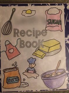 a recipe book with pictures of food and cooking utensils