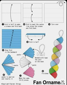 how to make an origami fan with pictures and instructions for the paper fans