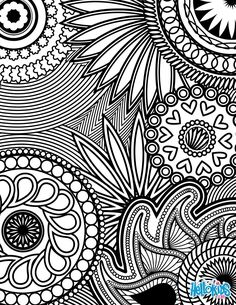 an abstract coloring page with black and white designs