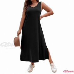 Cozy and Easy, Pure Color Sleeveless Top Dress Loose Fit Blouse, Lounge Dress, Loose Fitting Dresses, Dress Shirt Sleeves, Leisure Time, Types Of Skirts, Blouse Dress, Top Dress, Pure Color