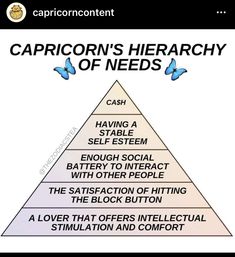 a pyramid with the words capricon's hierarchy of needs