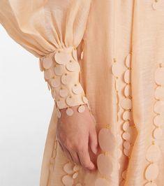 Zimmermann - Tempo linen and silk midi dress | Mytheresa Chickenkari Dress, Detail Clothes, Abaya Ideas, Bottega Veneta Pouch, Cord Set, Couture Embroidery, Fashion Designing, Silk Midi Dress, Fashion Business