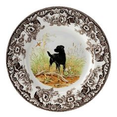 This salad plate from the Hunting Dogs Collection features the Black Labrador Retriever. Spode | Spode Woodland Dogs Salad Plate 8" Blk Lab brown / whiteCeramic / Earthenware / Stoneware in Black | 8" W X 0.75" W | Wayfair Woodland Spode Table Setting, Spode Woodland Tablescape, Spode Woodland Tablescape Hunting Dogs, Spode Woodland Hunting Dogs, Spode Creatures Of Curiosity, Spode Woodland, Black Labrador Retriever, Black Labrador, Salad Plate