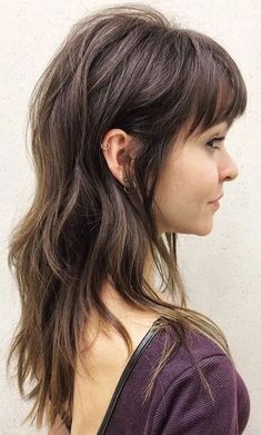 Long Shag Haircut, Layered Haircuts With Bangs, Haircut Wavy, Bangs Straight, Bangs Long, Long Wolfcut Haircut, Bangs With Medium Hair, Bangs Curly, Wolfcut Haircut