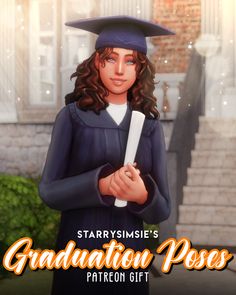 a digital painting of a girl in graduation gown holding a diploma