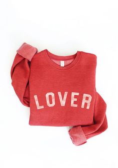 LOVER Cloud Spun Sweatshirt, Two Colors - Jade Creek Boutique Branded Sweatshirts, Cozy Sweatshirts, Vintage Denim, Fleece Fabric, Unisex Fashion, Cranberry, Outfit Of The Day, Houston, Daily Wear