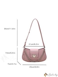 BirdinBag - Stylish Underarm Bag with Crocodile Texture and Chic Letter Print Daily Use Crocodile Pattern Shoulder Bag, Pink Crocodile Pattern Shoulder Bag For Everyday Use, Crocodile Texture, Pink Details, Chain Pattern, Details Pictures, Crocodile Pattern, Underarm Bag, Word Wrap