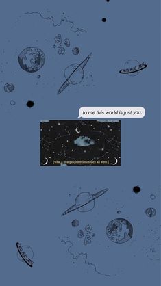 an image of the sky with planets and stars on it, as well as text that reads