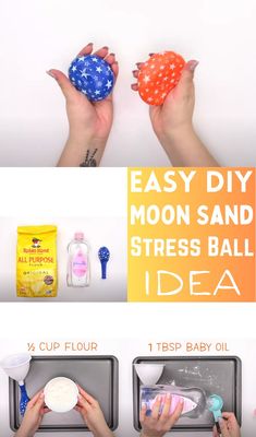 This DIY Moon Sand Stress Ball project shows how to make cool things with everyday stuff. It's not just simple to make, but it's also a great stress reliever that's fun and useful. All you need is a balloon, some flour, and a bit of baby oil to make a stress ball that can help you relax. It's awesome because it's easy, creative, and really handy! Diy Stressball Balloon Simple, Kids Market Day Ideas, Mindfulness Crafts, Homemade Fidget, Sensory Fidgets, Sensory Strategies, Diy Moon Sand, Simple Arts