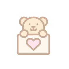 a teddy bear with a heart on its chest is shown in this icon design illustration